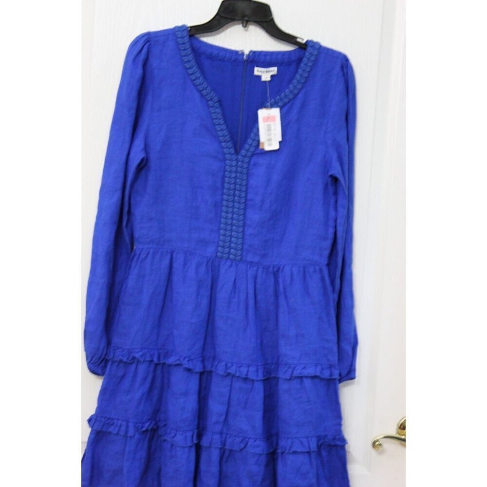 Roller Rabbit Boho Ruffle Dress Size XS Blue Linen NWT